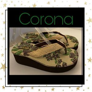 Corona Braided Platform Wedge Thong Sandals 10